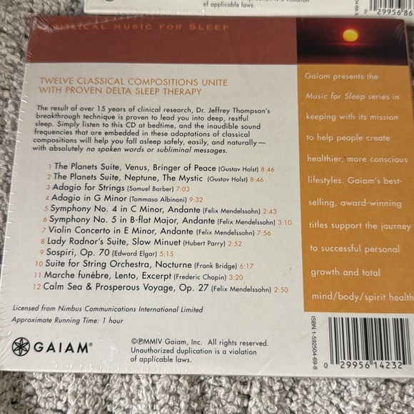 Two “Sleep” Gaiam Soothing Music and Classical Music NIP Dr. Jeffrey Thompson - Picture 5 of 5